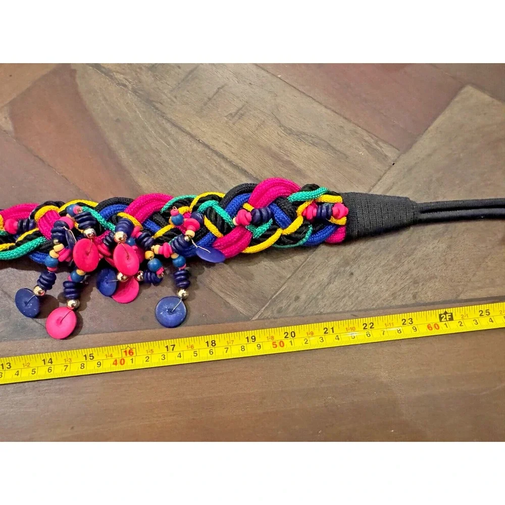 Vintage 80's Women's Beaded Stretch Boho Belt 31